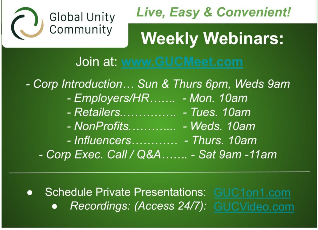 Global Unity Community Webinar Schedule